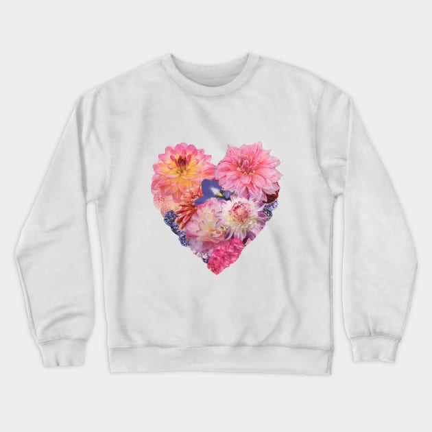 Love in Bloom - Flower Hearts Crewneck Sweatshirt by JenPolegattoArt